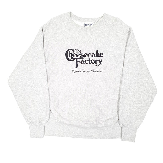 Mens Grey Lee Vintage Crossgrain Cheesecake Factory Reverse Weave Crewneck Jumper