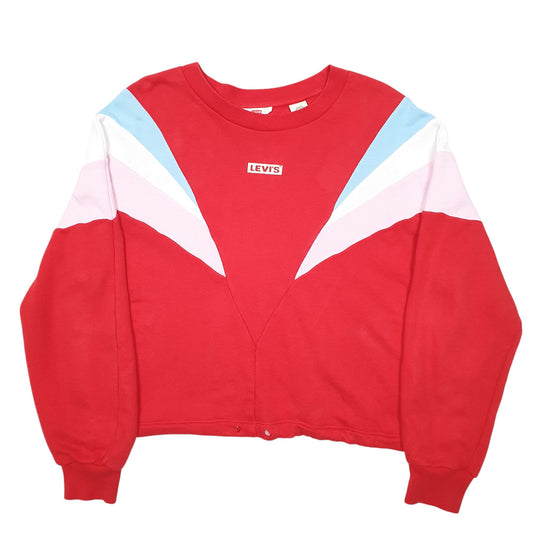Womens Red Levis Cropped Short Crewneck Jumper