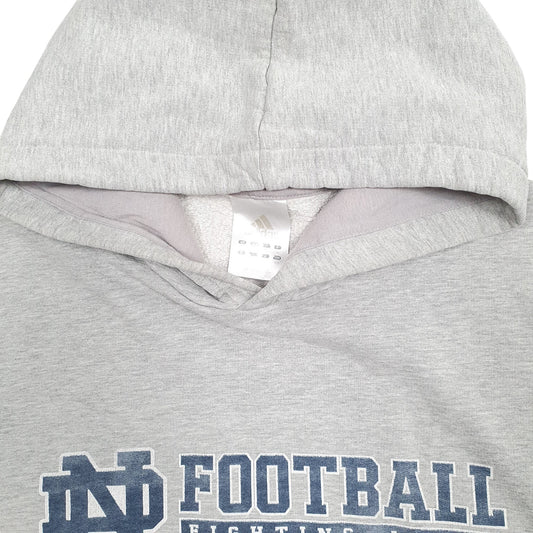 Mens Grey Adidas USA College North Dakota Fighting Irish Hoodie Jumper