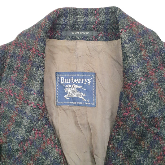 Mens Navy Burberry Vintage Pea Coat Overcoat Tweed Coat