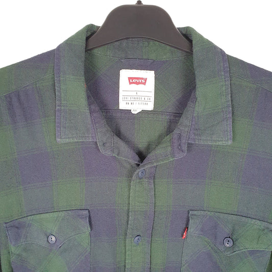 Mens Green Levis Flannel Lumberjack Long Sleeve Shirt
