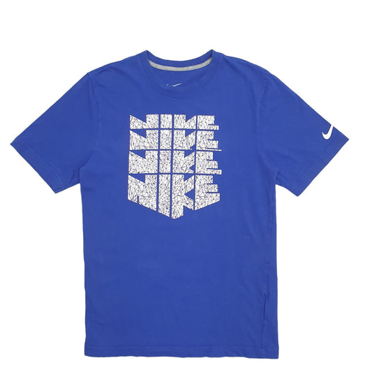 Mens Blue Nike Spellout Short Sleeve T Shirt