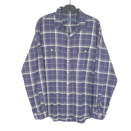Mens Navy Polo Ralph Lauren Flannel Overshirt Shacket Long Sleeve Shirt