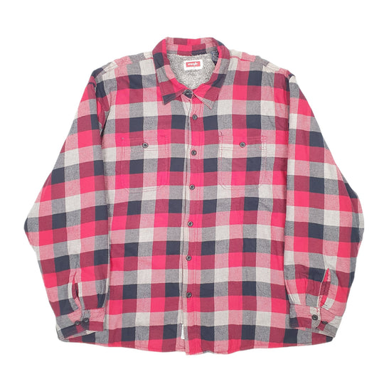 Mens Red Levis Plaid Overshirt Shacket Fleece Lined Grunge Workwear Long Sleeve Shirt