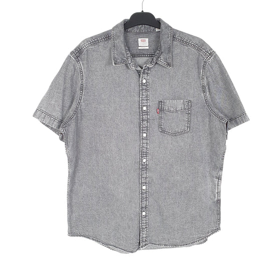 Mens Grey Levis Denim Standard Short Sleeve Shirt