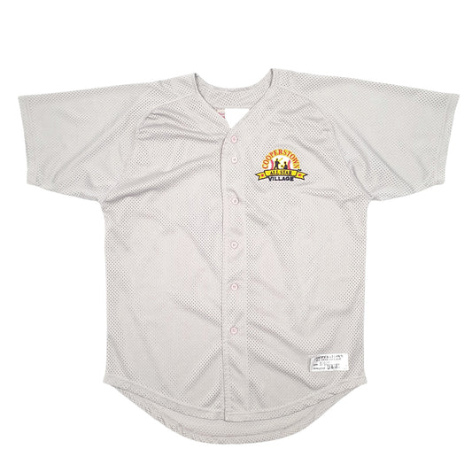 Mens Grey Cooperstown All Star Village Baseball Jersey USA Short Sleeve T Shirt