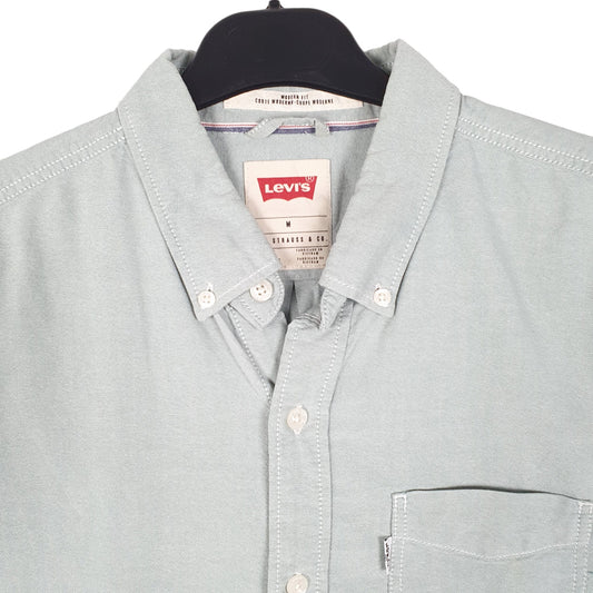 Mens Green Levis Oxford Chambray Modern Short Sleeve Shirt
