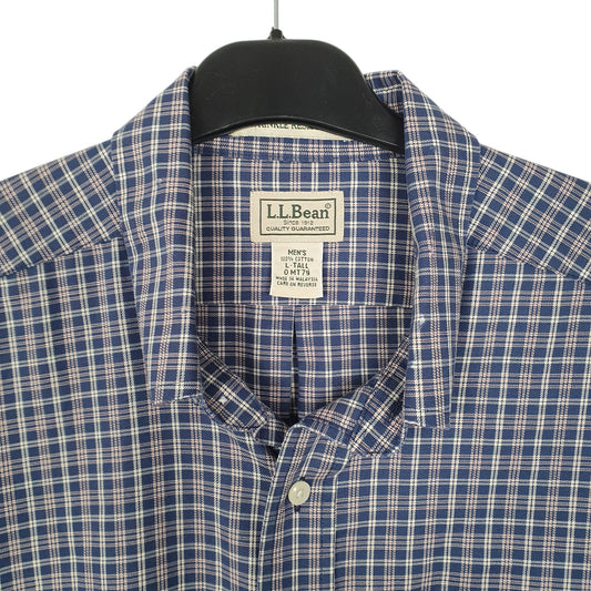 Mens Navy L.L.Bean Tall Long Sleeve Shirt