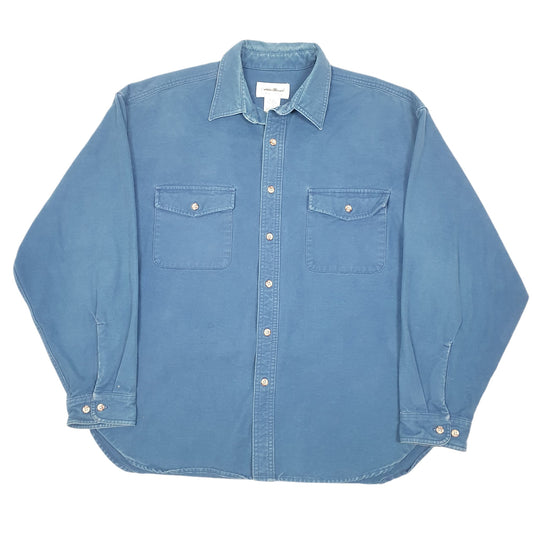 Mens Blue Eddie Bauer Vintage 90s Chamois Overshirt Shacket Long Sleeve Shirt