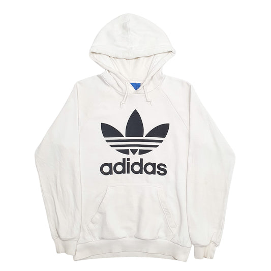 Mens White Adidas Spellout Hoodie Jumper
