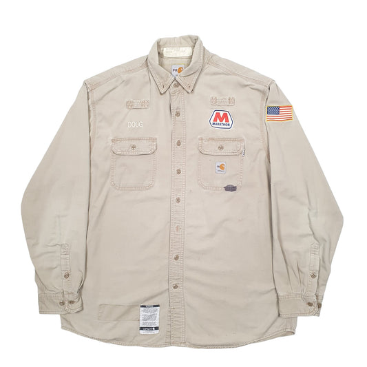 Mens Beige Carhartt Long Sleeve Shirt