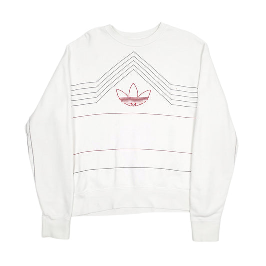 Mens White Adidas Spellout Crewneck Jumper