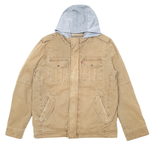 Mens Brown Levis Hooded Sherpa Coat
