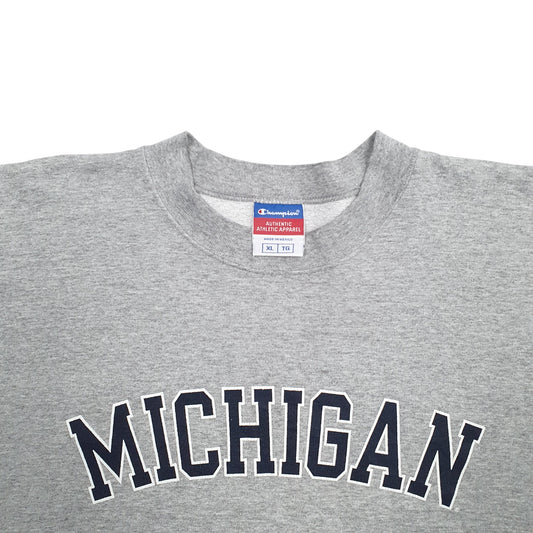 Mens Grey Champion Michigan Spellout Crewneck Jumper