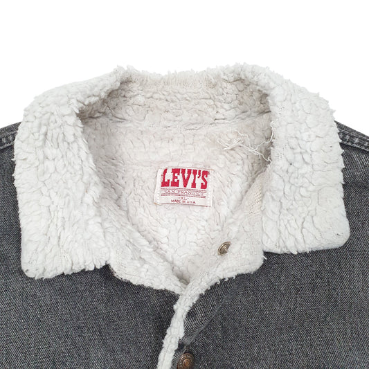 Mens Grey Levis Vintage 80s Sherpa Lined Made In USA Coat