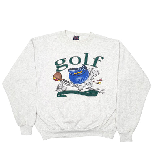 Mens Grey GS Sport Vintage Golf American Made In USA Crewneck Jumper