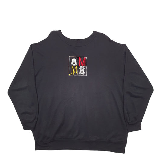 Mens Black Disney Mickey Mouse Crewneck Jumper