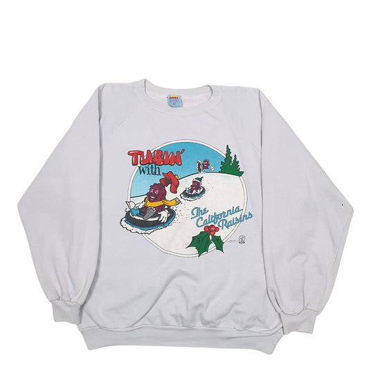 Mens Grey Sun Sun Sun California Raisins Cartoon Vintage 90's Crewneck Jumper