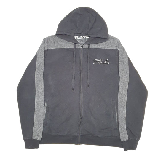 Womens Black Fila Hoodie Full Zip Jumper