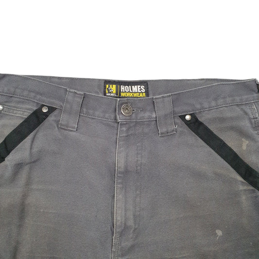 Mens Grey Holmes Utility Workwear Trade Cargo Trousers