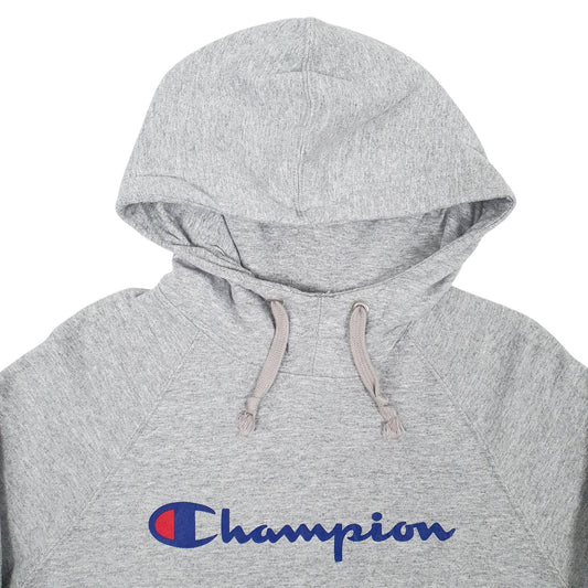 Mens Grey Champion Spellout Hoodie Jumper