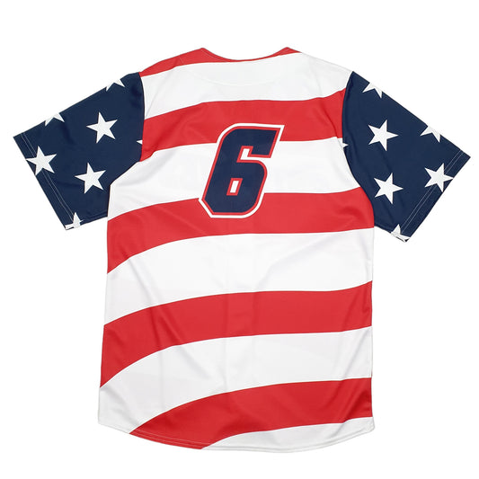 Mens White 27 Sports Baseball Jersey Grizzlies Made In USA Stars Stripes Short Sleeve T Shirt