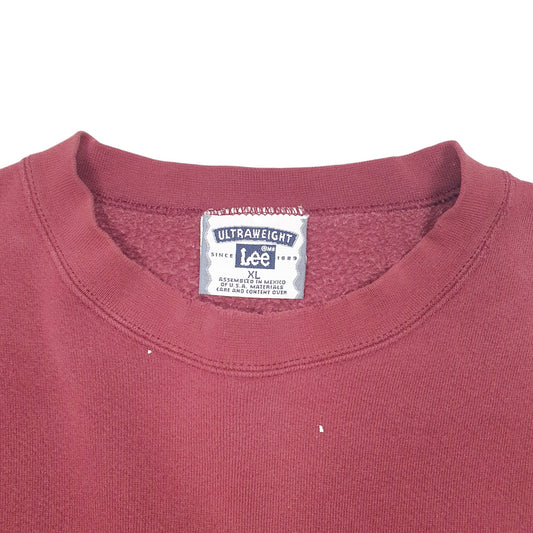 Mens Burgundy Lee Vintage Heavyweight Parker Brass Division Crewneck Jumper