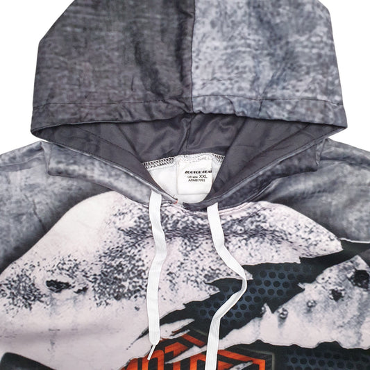 Mens Black Zootop Bear Harley Davidson Motorcycles Skull Hoodie Jumper