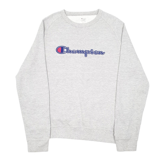 Mens Grey Champion Script Raglan Crewneck Jumper