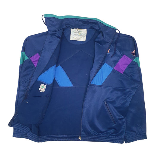Mens Navy Puma Vintage 80s Full Zip Jumper