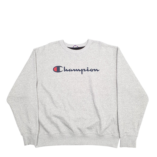 Mens Grey Champion Spellout Crewneck Jumper