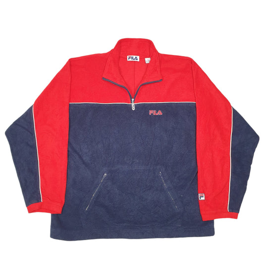 Mens Navy Fila Quarter Zip Jumper