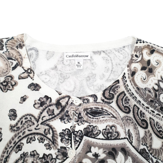 Womens Cream Croft & Barrow Floral Patterned Cardigan Jumper