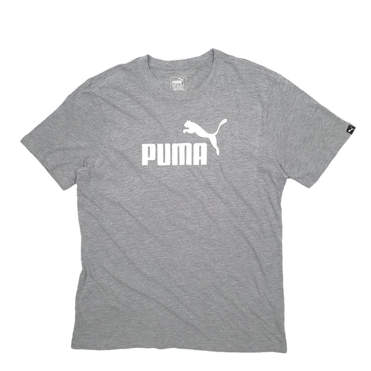 Mens Grey Puma Spellout Short Sleeve T Shirt
