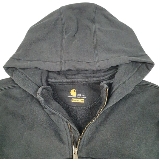Mens Black Carhartt Workwear Hoodie Tall Rain Defender Quarter Zip Jumper