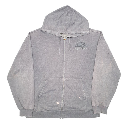 Mens Grey Harley Davidson Hoodie Motorcycles Biker Screamin Eagle Full Zip Jumper