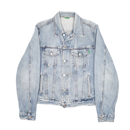 Mens Blue United Colors Of Benetton Vintage Trucker Type 3 Jean Coat