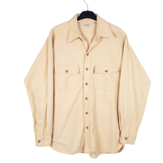 Mens Yellow L.L.Bean Chamois Overshirt Shacket Long Sleeve Shirt