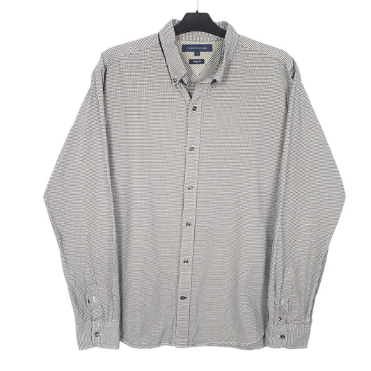 Mens White Tommy Hilfiger Houndstooth Vintage Fit Long Sleeve Shirt