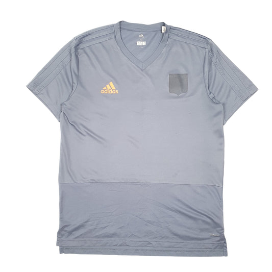 Mens Grey Adidas V Neck Climacool Active Short Sleeve T Shirt