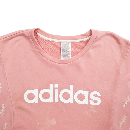 Womens Pink Adidas Spellout Crewneck Jumper