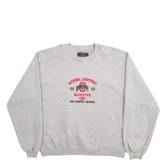 Mens Grey Champion Ohio State Champions 2002 Buckeyes Crewneck Jumper