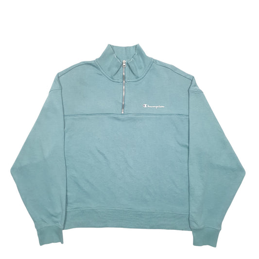 Womens Green Champion Quarter Zip Jumper