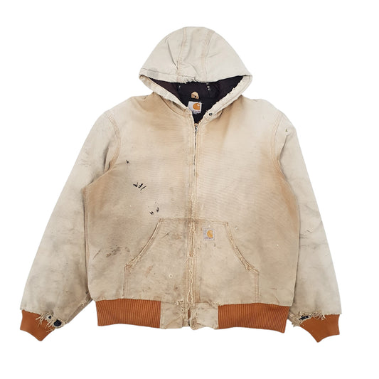 Mens Beige Carhartt Active Jacket Vintage Made In USA Coat