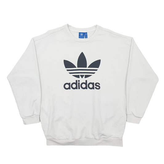 Mens White Adidas Crewneck Jumper