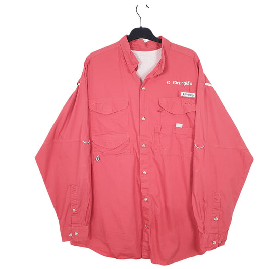Mens Red Columbia Sportswear PFG Performance Fishing Gear Long Sleeve Shirt