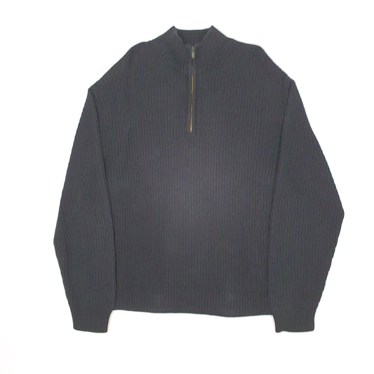 Mens Black Calvin Klein Cable Knit Quarter Zip Jumper