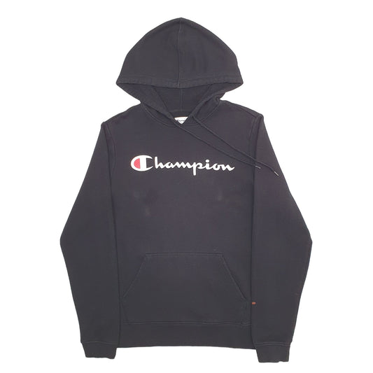 Mens Black Champion Spellout Hoodie Jumper