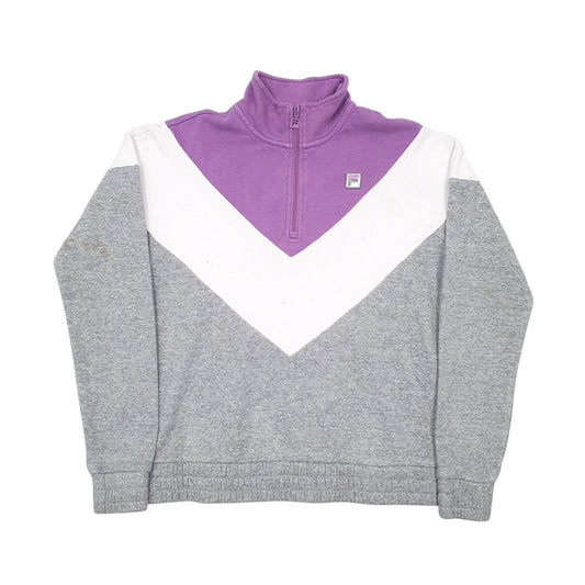 Womens Grey Fila Quarter Zip Jumper
