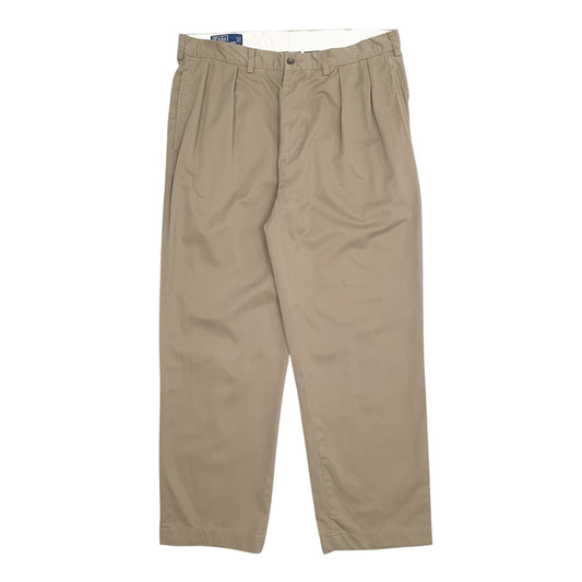 Mens Khaki Polo Ralph Lauren Double Pleated Chino Trousers